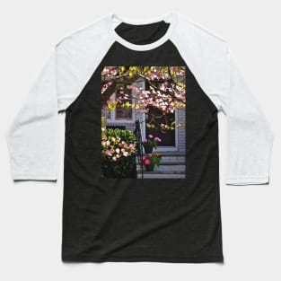 Pink Dogwood and Pots of Geraniums Baseball T-Shirt